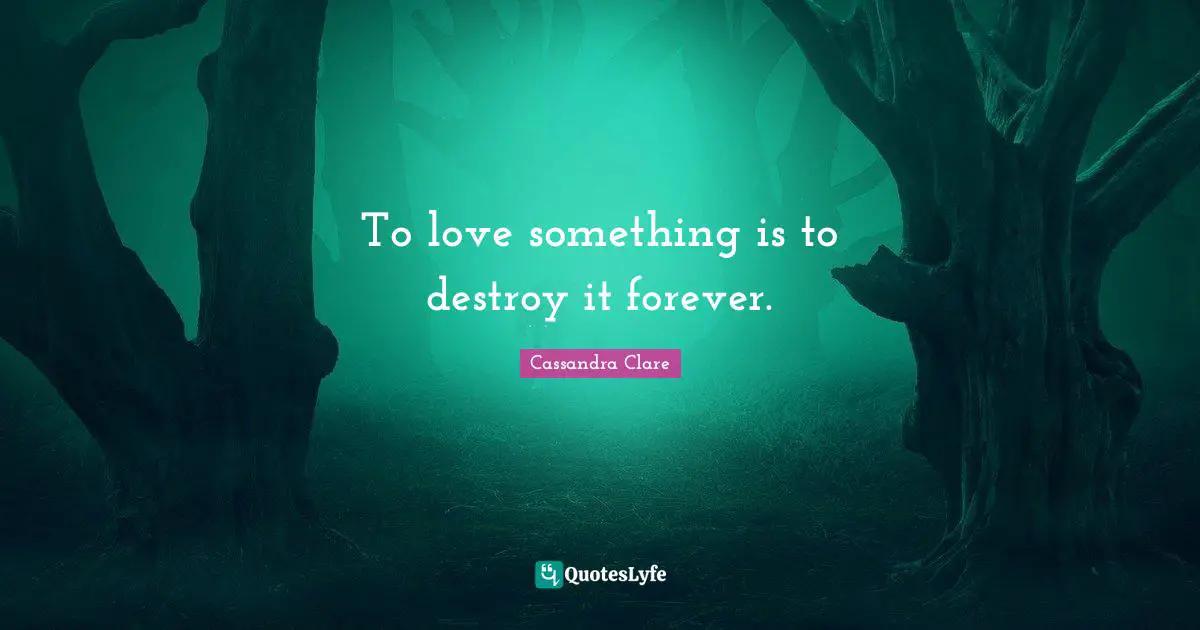 To love something is to destroy it forever.