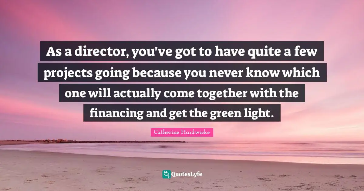 As a director, you've got to have quite a few projects going because you never know which one will actually come together with the financing and get the green light.