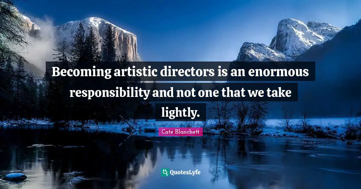 Becoming artistic directors is an enormous responsibility and not one that we take lightly.