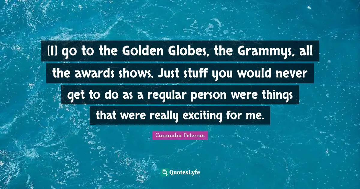 [I] go to the Golden Globes, the Grammys, all the awards shows. Just stuff you would never get to do as a regular person were things that were really exciting for me.
