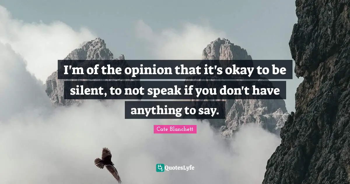 I'm of the opinion that it's okay to be silent, to not speak if you don't have anything to say.