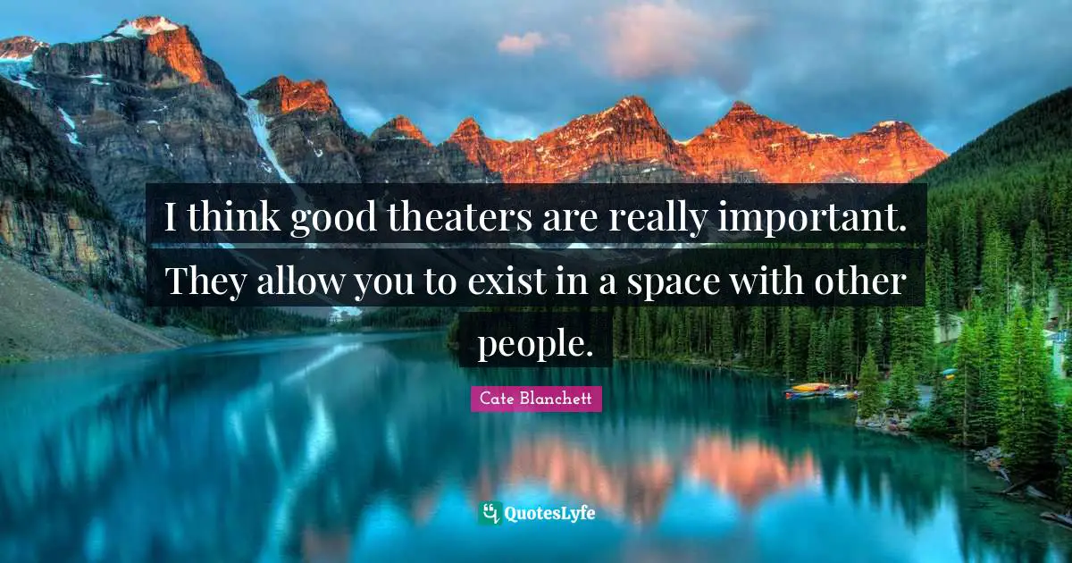 I think good theaters are really important. They allow you to exist in a space with other people.