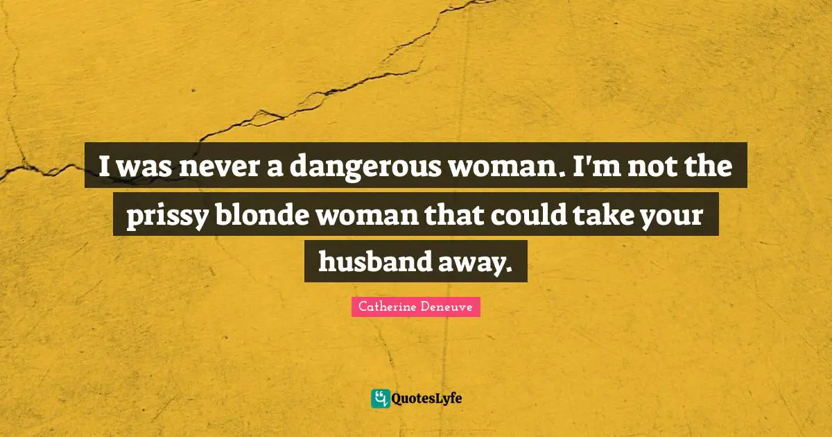 I was never a dangerous woman. I'm not the prissy blonde woman that could take your husband away.