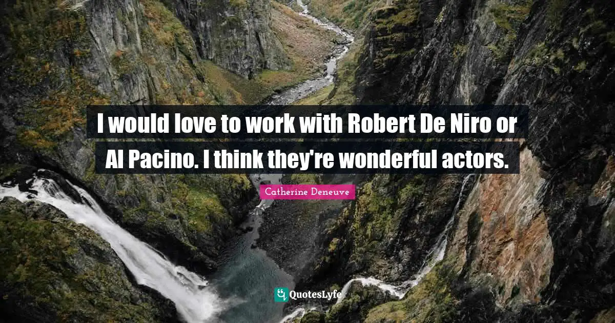 I would love to work with Robert De Niro or Al Pacino. I think they're wonderful actors.