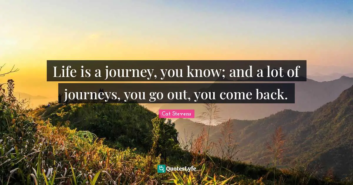 Life is a journey, you know; and a lot of journeys, you go out, you come back.