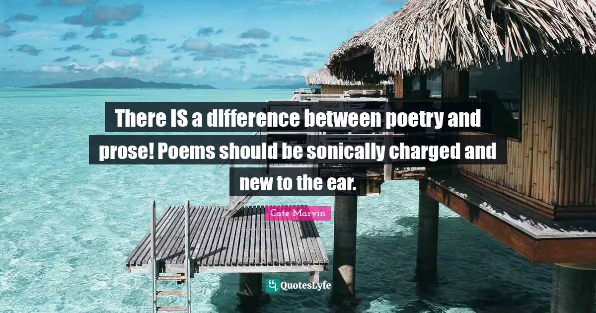 There IS a difference between poetry and prose! Poems should be sonically charged and new to the ear.