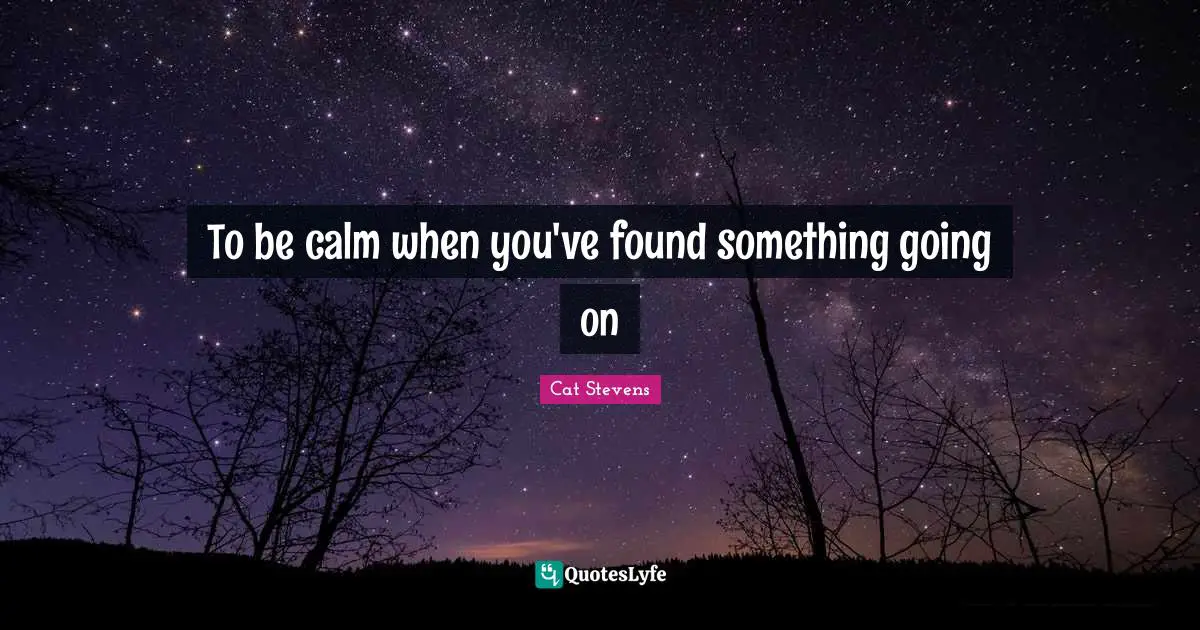 To be calm when you've found something going on