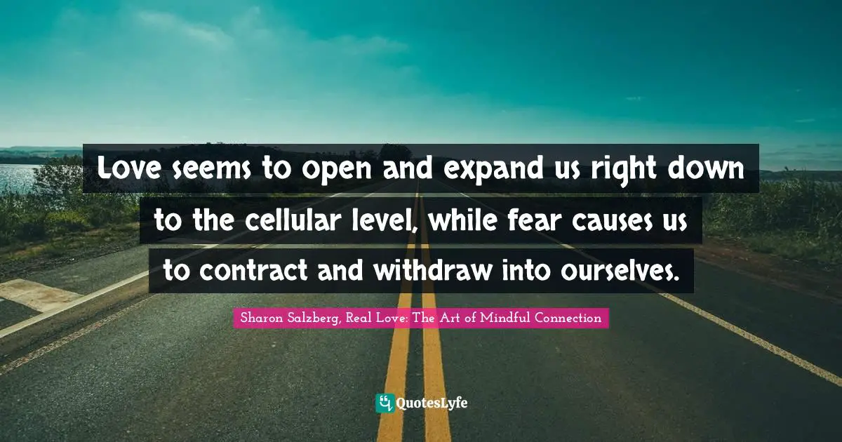 Love seems to open and expand us right down to the cellular level, while fear causes us to contract and withdraw into ourselves.