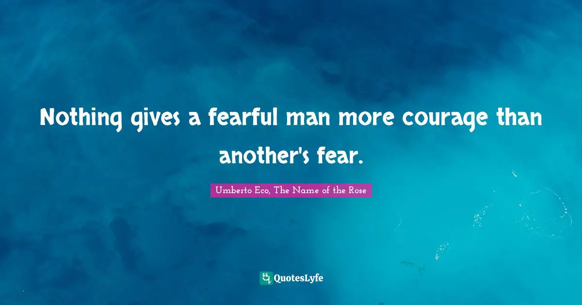 Nothing gives a fearful man more courage than another's fear.
