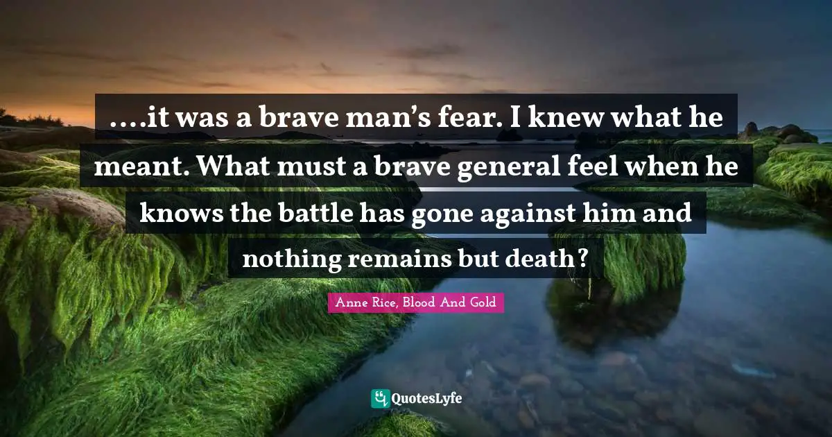 ….it was a brave man’s fear. I knew what he meant. What must a brave general feel when he knows the battle has gone against him and nothing remains but death?