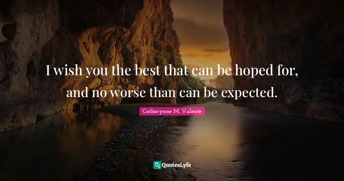 I wish you the best that can be hoped for, and no worse than can be expected.