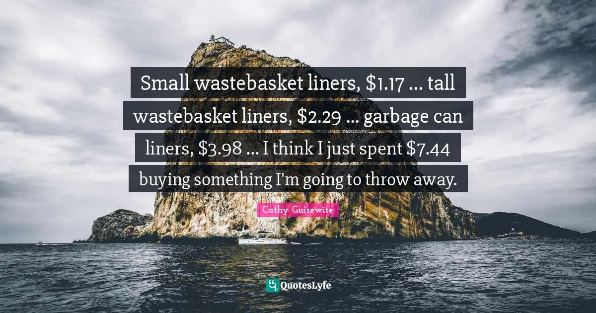Small wastebasket liners, $1.17 ... tall wastebasket liners, $2.29 ... garbage can liners, $3.98 ... I think I just spent $7.44 buying something I'm going to throw away.