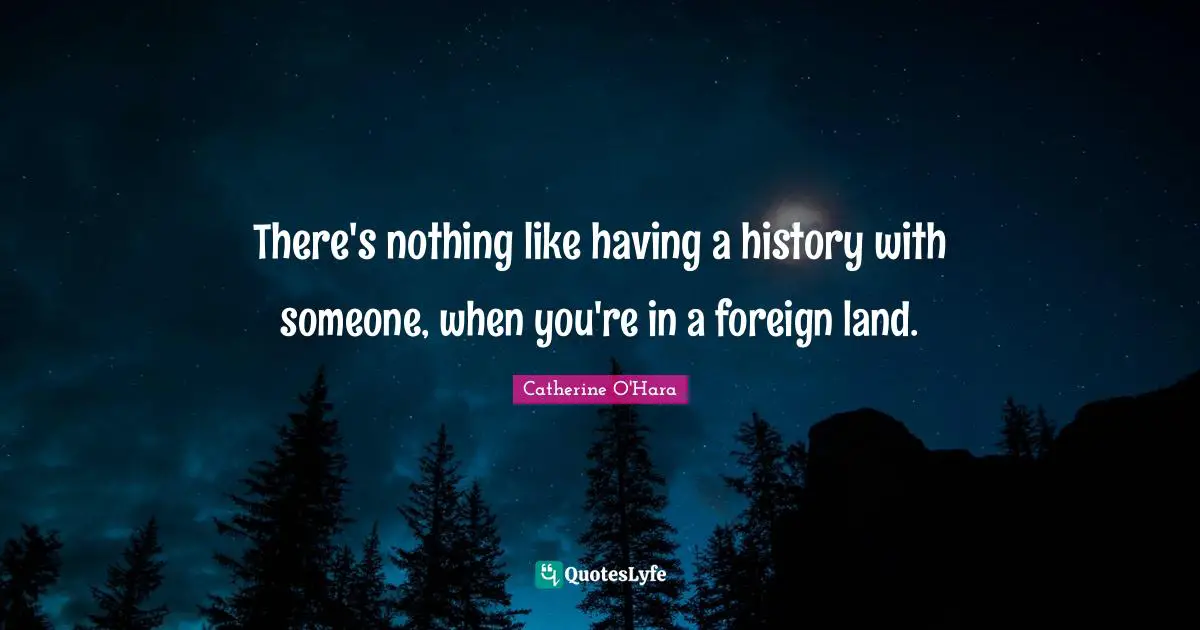 Lands Quotes: "There's nothing like having a history with someone, when you're in a foreign land."