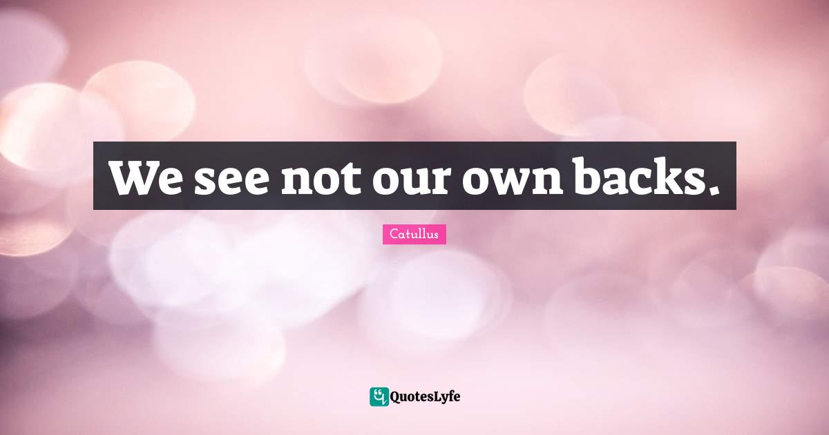 Catullus Quotes: "We see not our own backs."