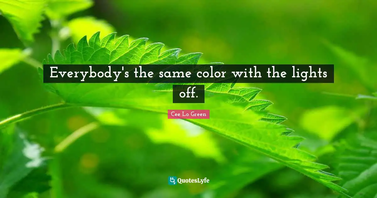 Cee Lo Green Quotes: "Everybody's the same color with the lights off."