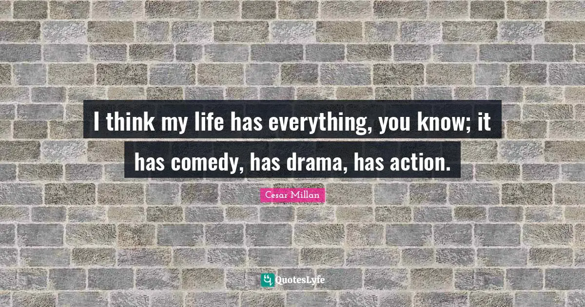 I think my life has everything, you know; it has comedy, has drama, has action.