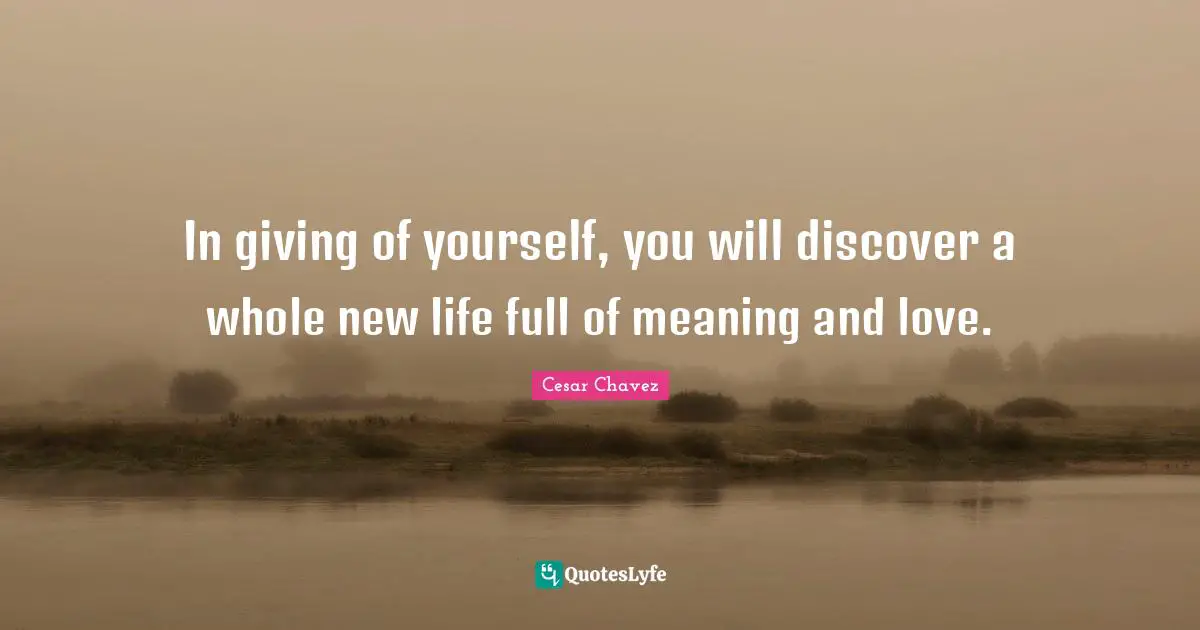 And Love Quotes: "In giving of yourself, you will discover a whole new life full of meaning and love."