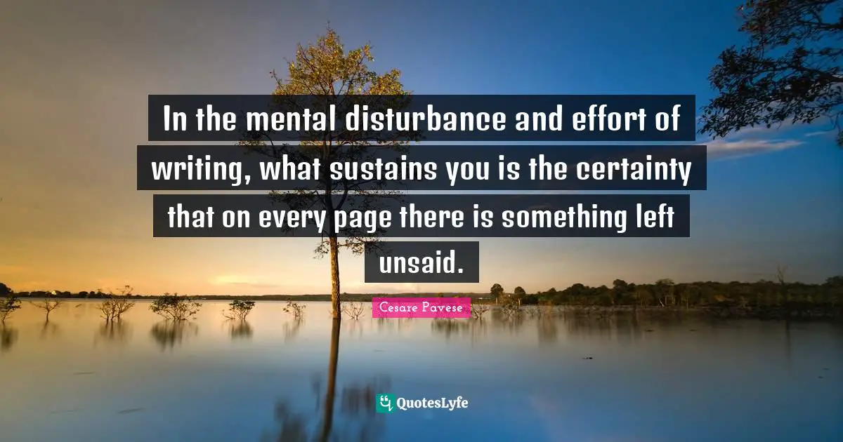 In the mental disturbance and effort of writing, what sustains you is the certainty that on every page there is something left unsaid.