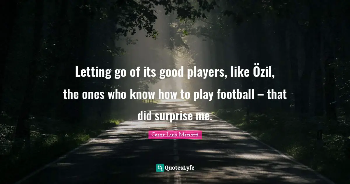 Letting go of its good players, like Özil, the ones who know how to play football – that did surprise me.