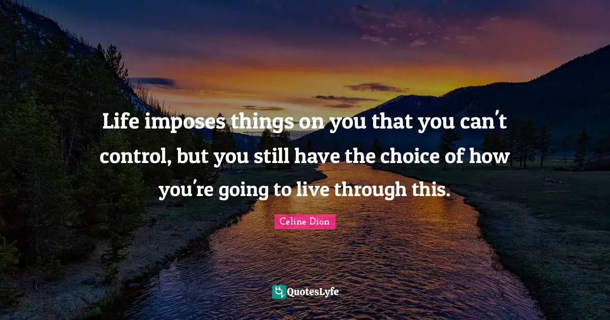 Stills Quotes: "Life imposes things on you that you can't control, but you still have the choice of how you're going to live through this."