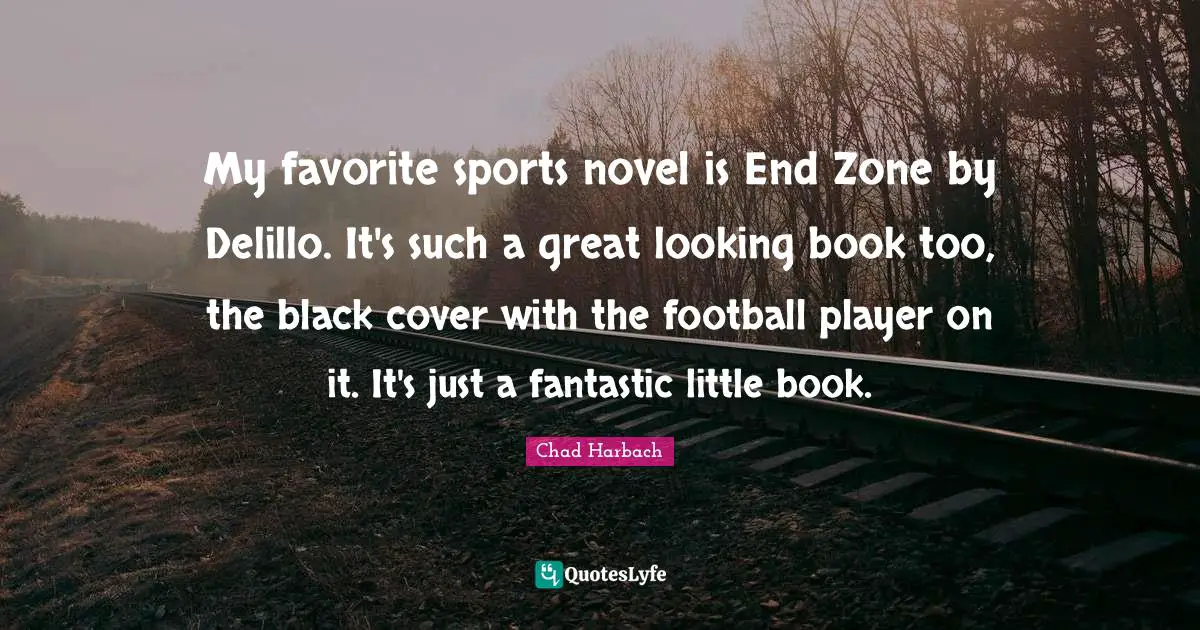 My favorite sports novel is End Zone by Delillo. It's such a great looking book too, the black cover with the football player on it. It's just a fantastic little book.