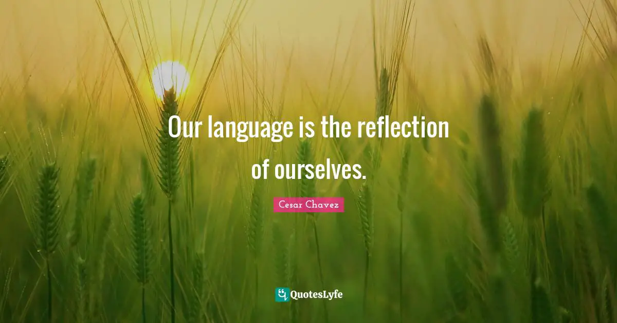 Our language is the reflection of ourselves.
