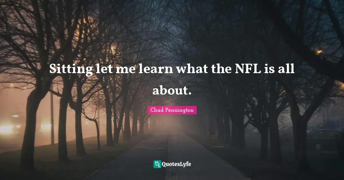 Ty Pennington Quotes: "Sitting let me learn what the NFL is all about."