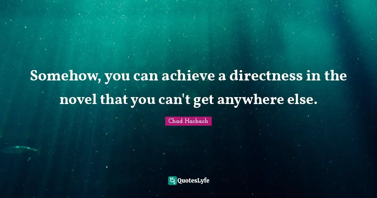 Somehow, you can achieve a directness in the novel that you can't get anywhere else.