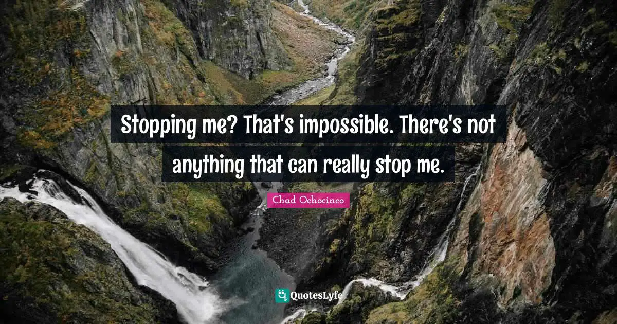 Stopping me? That's impossible. There's not anything that can really stop me.