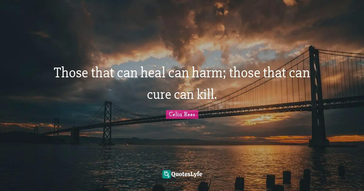 Those that can heal can harm; those that can cure can kill.