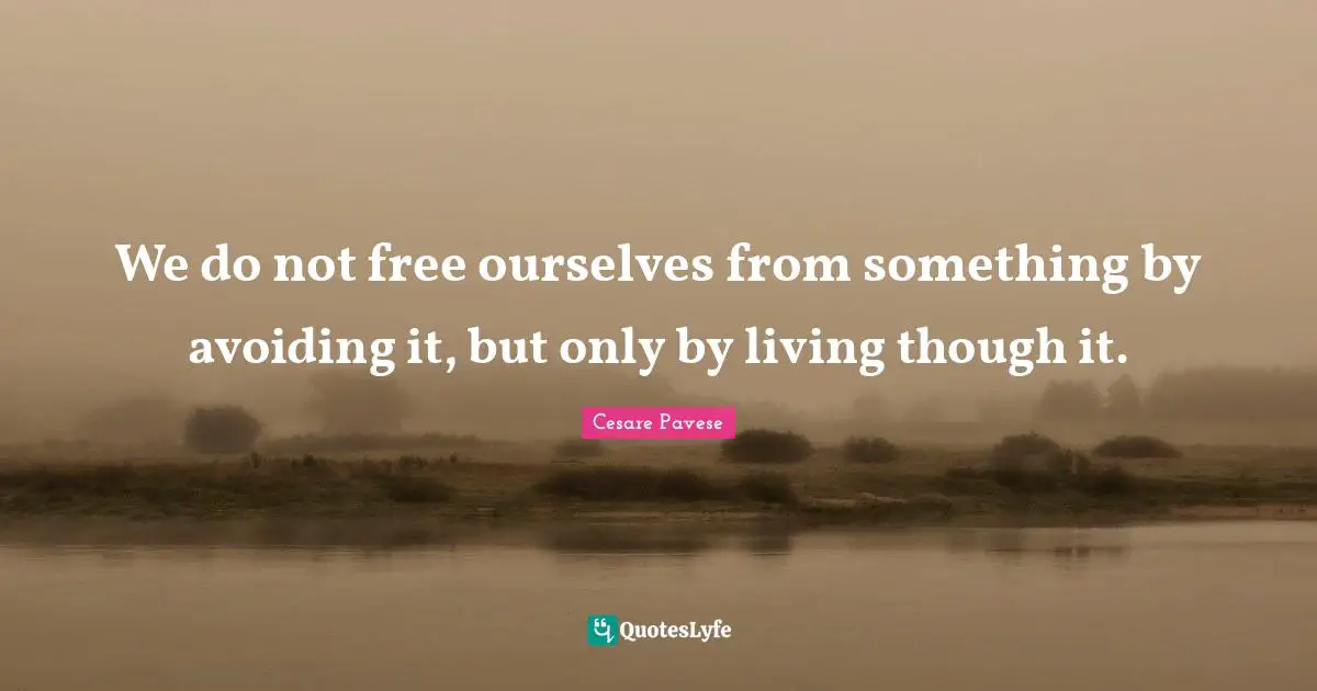 We do not free ourselves from something by avoiding it, but only by living though it.