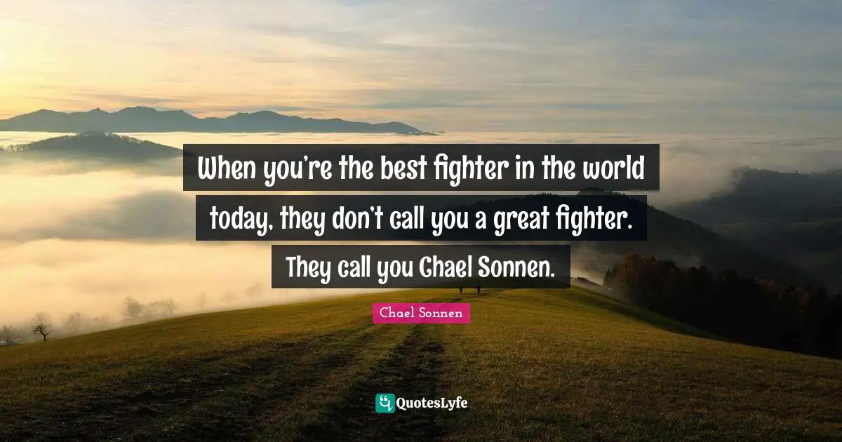 When you’re the best fighter in the world today, they don’t call you a great fighter. They call you Chael Sonnen.
