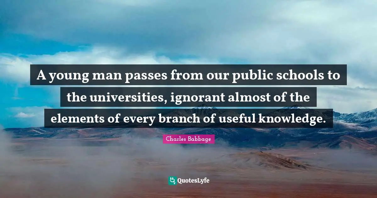 A young man passes from our public schools to the universities, ignorant almost of the elements of every branch of useful knowledge.