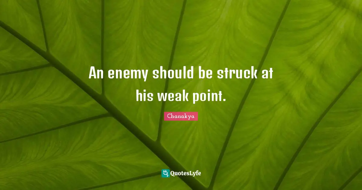 An enemy should be struck at his weak point.