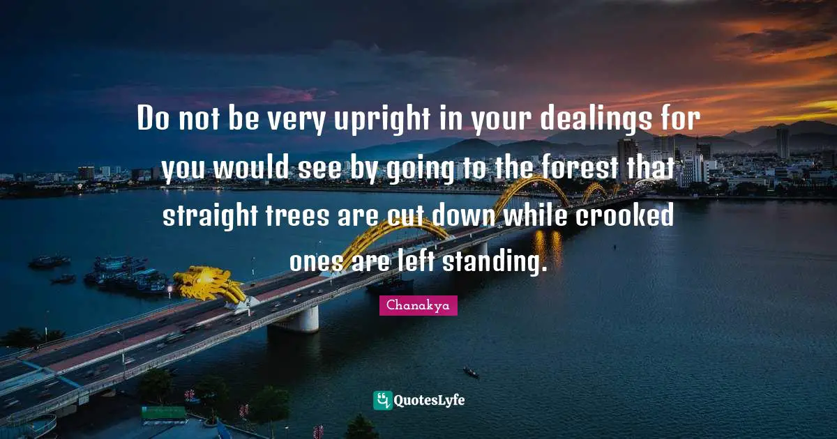 Do not be very upright in your dealings for you would see by going to the forest that straight trees are cut down while crooked ones are left standing.