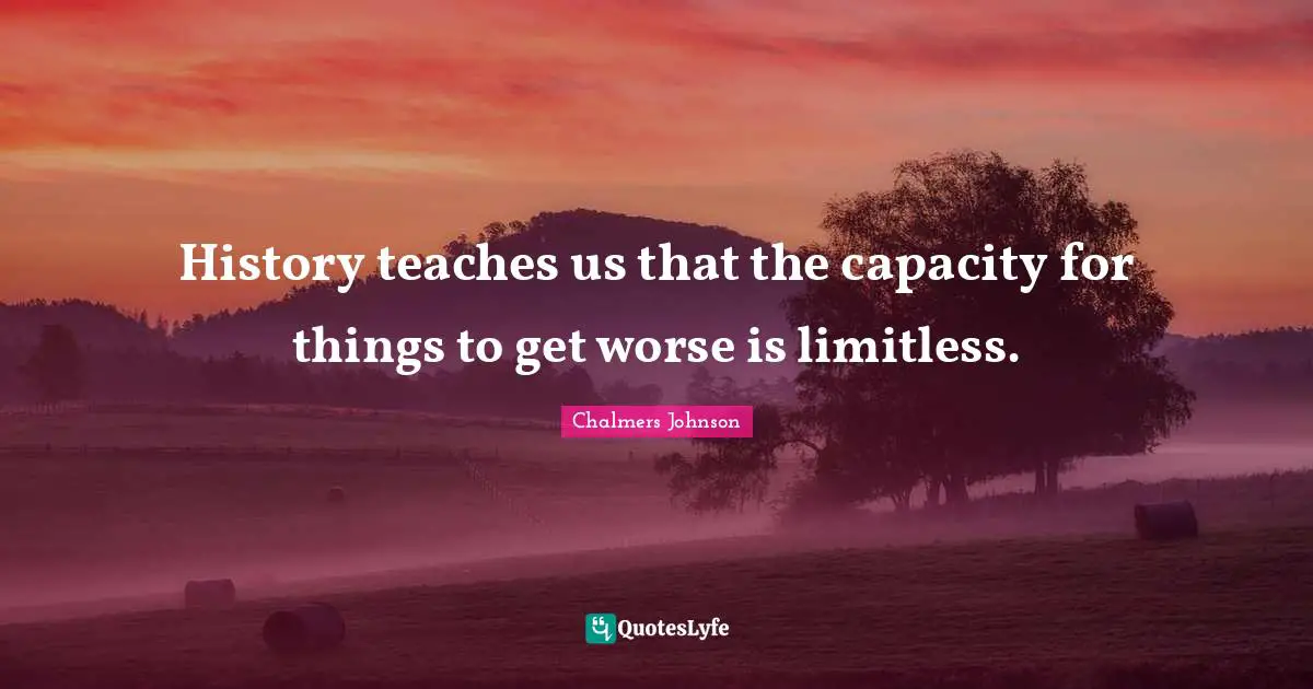 Limitless Quotes: "History teaches us that the capacity for things to get worse is limitless."