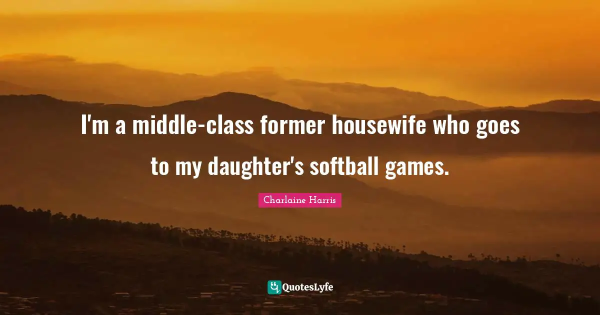I'm a middle-class former housewife who goes to my daughter's softball games.