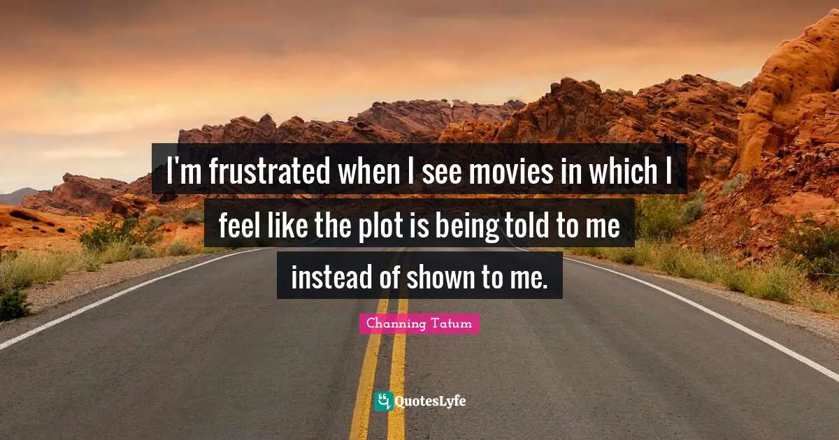 I'm frustrated when I see movies in which I feel like the plot is being told to me instead of shown to me.