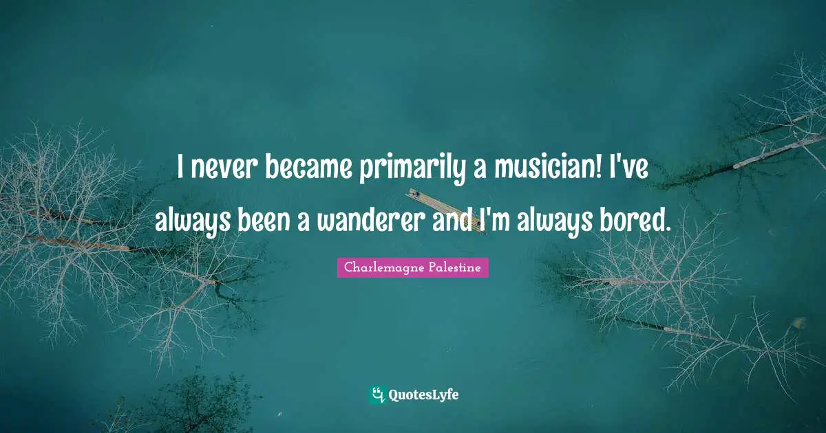 I never became primarily a musician! I've always been a wanderer and I'm always bored.