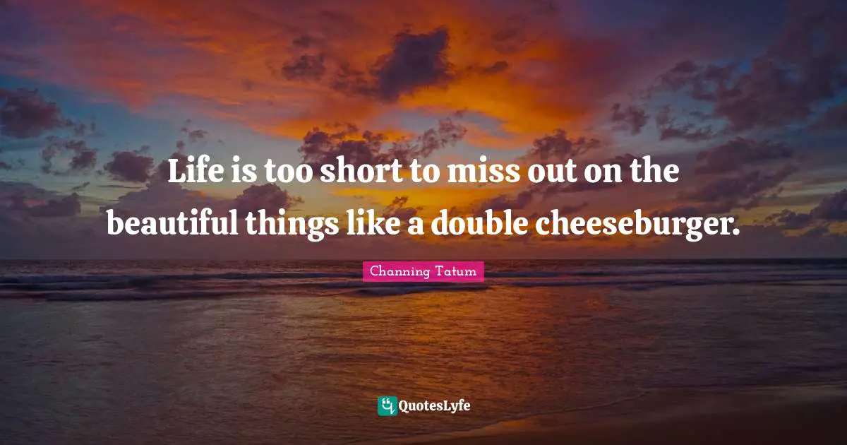 Beautiful Things Quotes: "Life is too short to miss out on the beautiful things like a double cheeseburger."