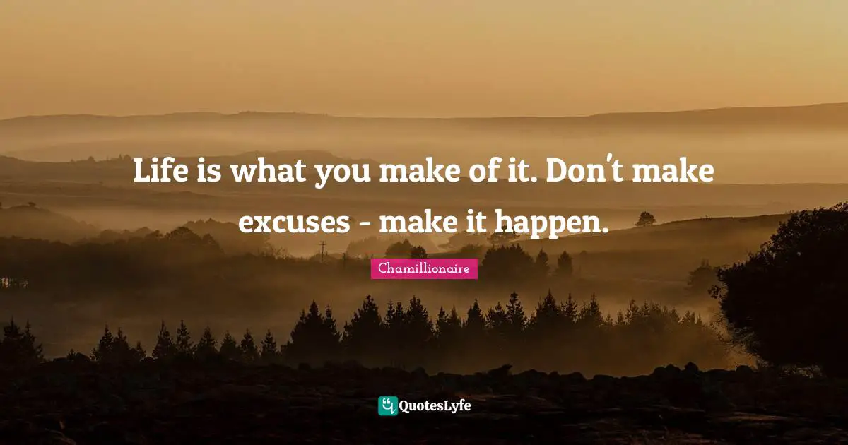 Make It Happen Quotes: "Life is what you make of it. Don't make excuses - make it happen."