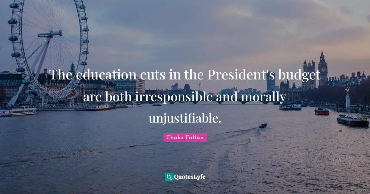 The education cuts in the President's budget are both irresponsible and morally unjustifiable.