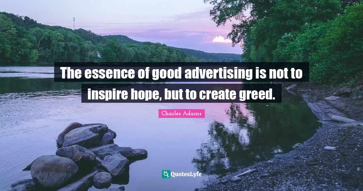 The essence of good advertising is not to inspire hope, but to create greed.