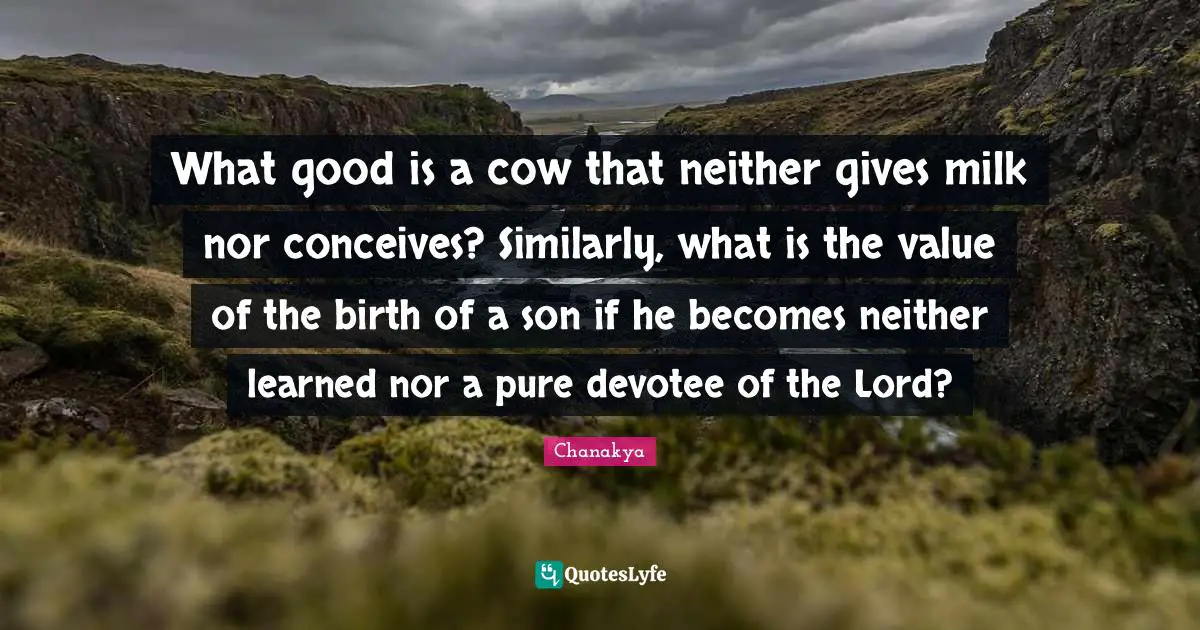 What good is a cow that neither gives milk nor conceives? Similarly, what is the value of the birth of a son if he becomes neither learned nor a pure devotee of the Lord?