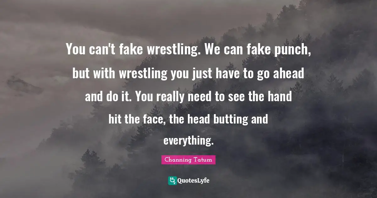 You can't fake wrestling. We can fake punch, but with wrestling you just have to go ahead and do it. You really need to see the hand hit the face, the head butting and everything.