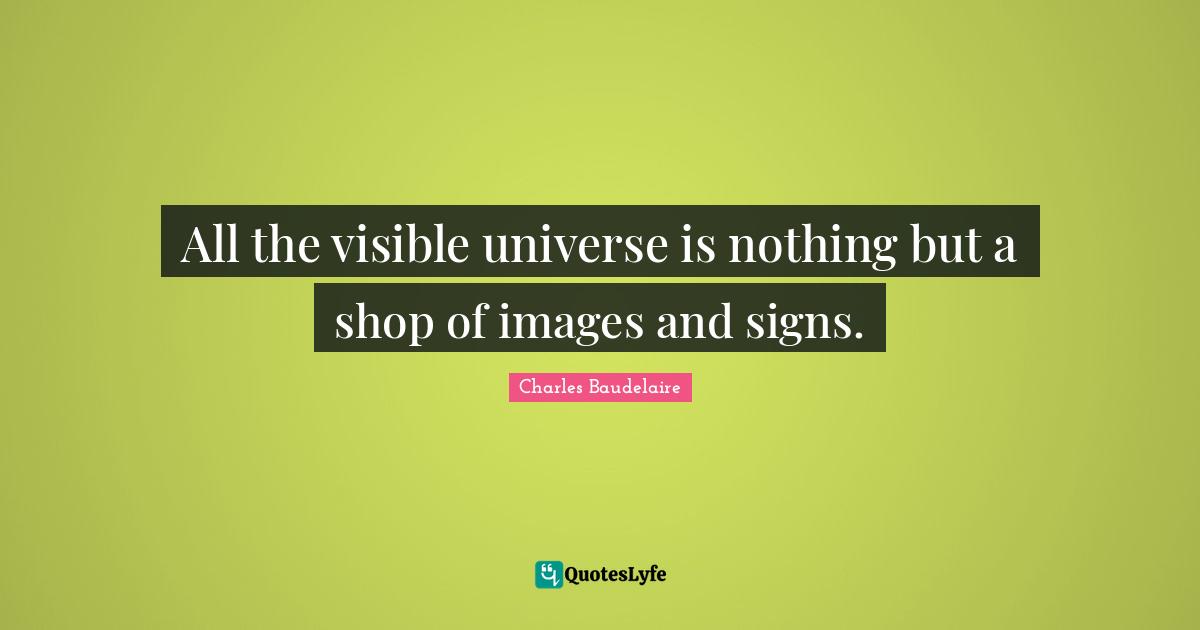 All the visible universe is nothing but a shop of images and signs.