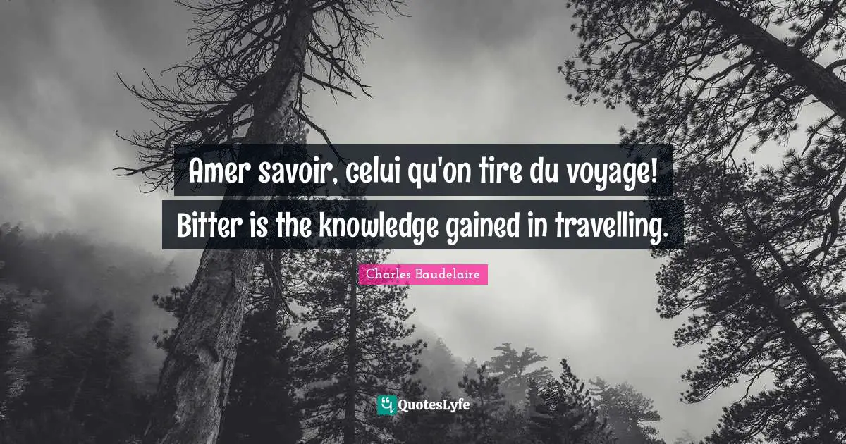 Amer savoir, celui qu'on tire du voyage! Bitter is the knowledge gained in travelling.