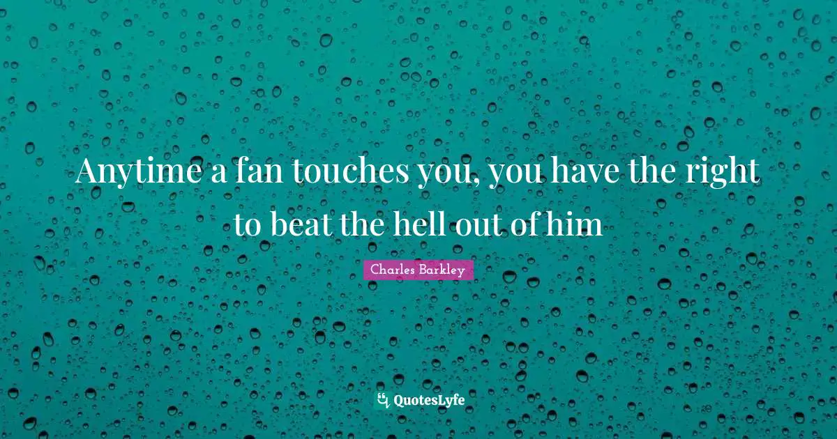 Charles Barkley Quotes: "Anytime a fan touches you, you have the right to beat the hell out of him"