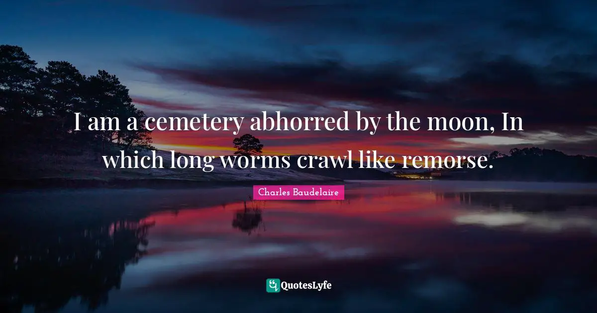 I am a cemetery abhorred by the moon, In which long worms crawl like remorse.