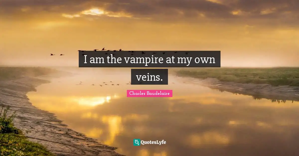 I am the vampire at my own veins.
